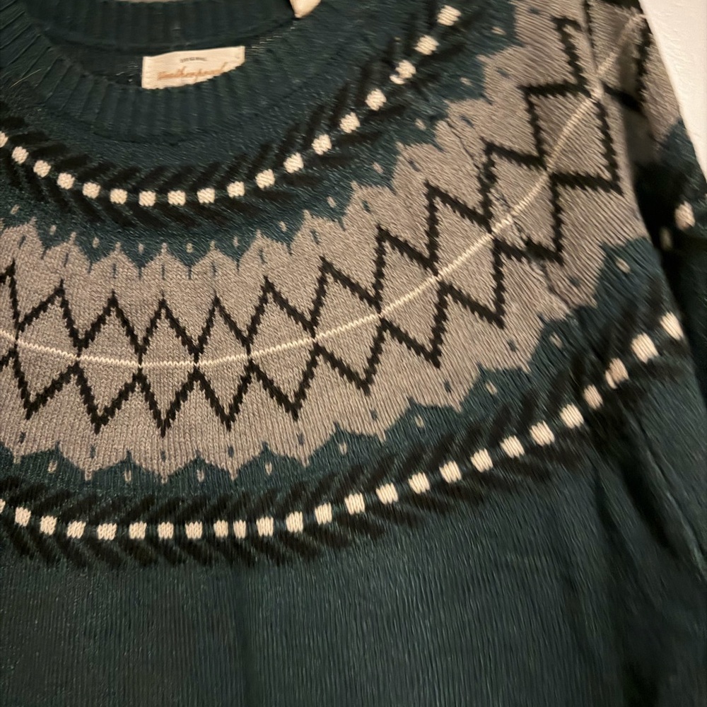 Weatherproof Teal and Gray Patterned Sweater - image 3